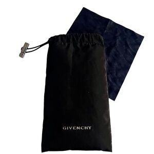 GIVENCHY PUFFER SUNGLASSES POUCH CASE with Drawstring Cord - Black w/ Metal Logo